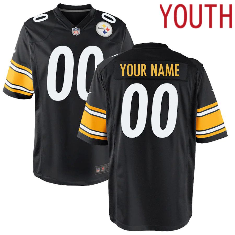 Youth Pittsburgh Steelers Nike Black Custom Game NFL Jersey
